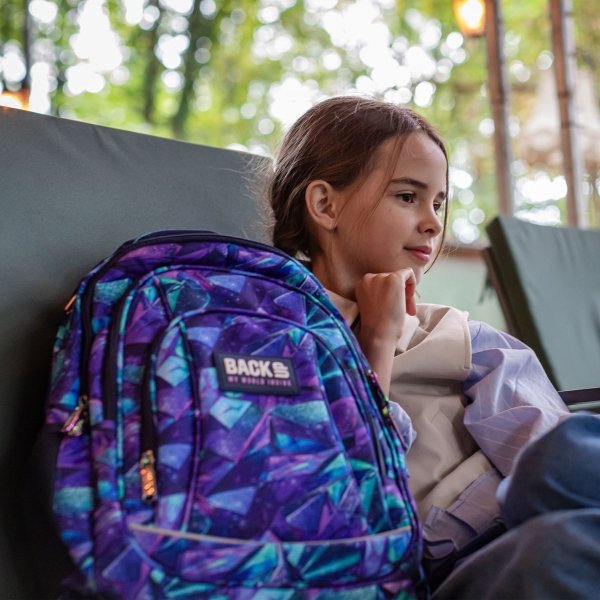 SZKOLNY PLECAK BACKUP MŁODZIEŻOWY ZESTAW 5el DLA DZIEWCZYNY 4 kom. CRYSTAL