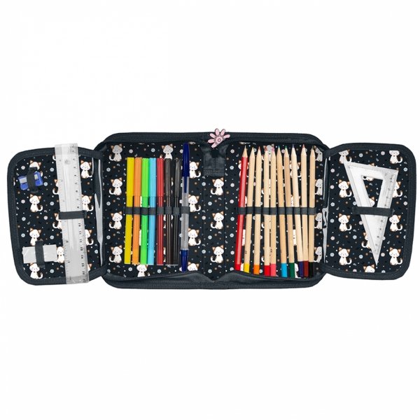 DZIEWCZĘCY TORNISTER SZKOLNY Z KOTKIEM DO 1 KLASY KOTEK KOMPLET 3w1 CATS