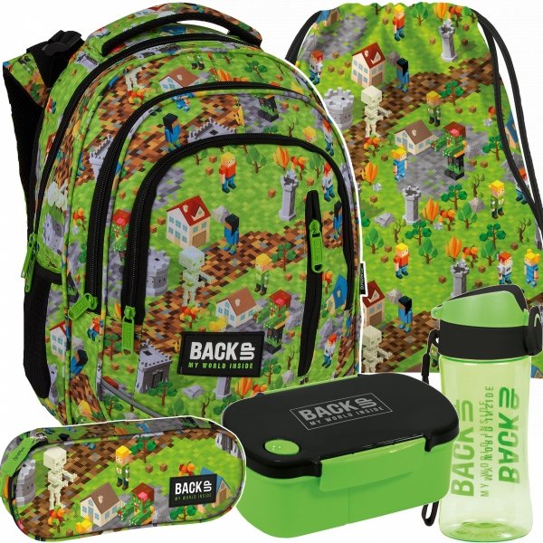 GAMING MINECRAFT PLECAK DLA CHŁOPAKA BACKUP DO PODSTAWÓWKI KOMPLET 5w1