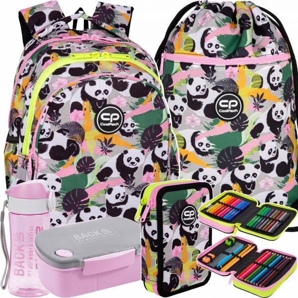 PANDA CP PLECAK COOLPACK SZKOLNY ZESTAW 5w1 DLA DZIEWCZYNKI MIŚ PANDA GANG