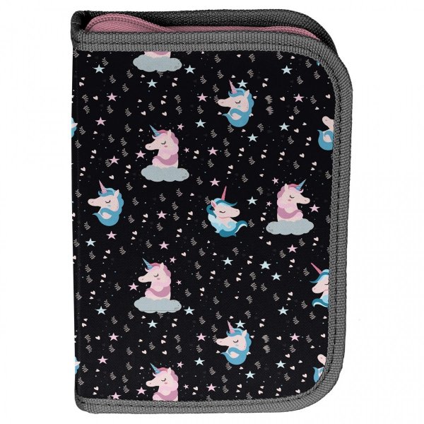 Ciemny Piórnik Jednorożece z Wyposażeniem Paso dla Uczennicy [PP22UN-P001]