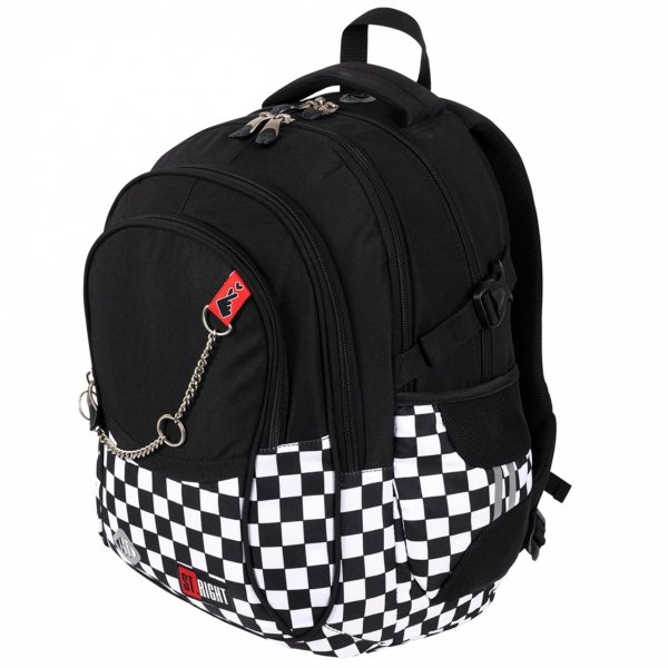 ST.RIGHT PLECAK SZKOLNY MŁODZIEŻOWY SZACHOWNICA K-POP CHAIN DUŻY 4-komorowy