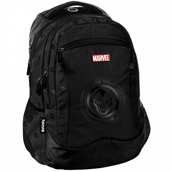 IRON MAN CZARNY PLECAK MŁODZIEŻOWY SZKOLNY PASO BEUNIQ 4 KOMOROWY AVENGERS