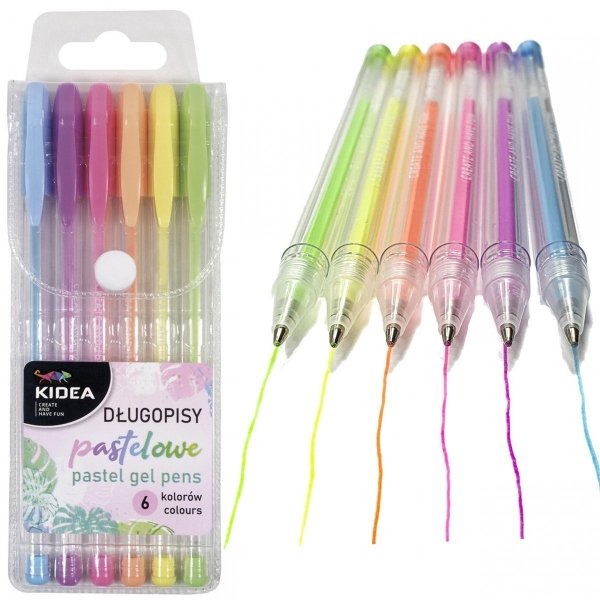 Pastelowe Długopisy 6 Kolorów Kidea Żelowe Derform [DP6KA]