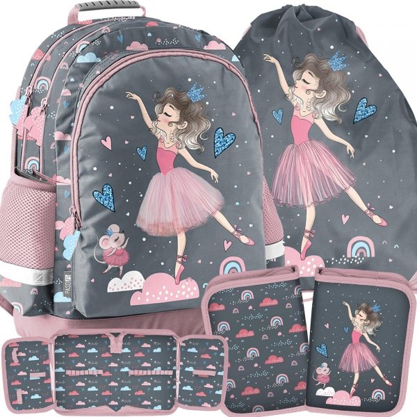 Modowy Plecak Szkolny Balerina Paso Komplet 3elem [PP23BA-116]