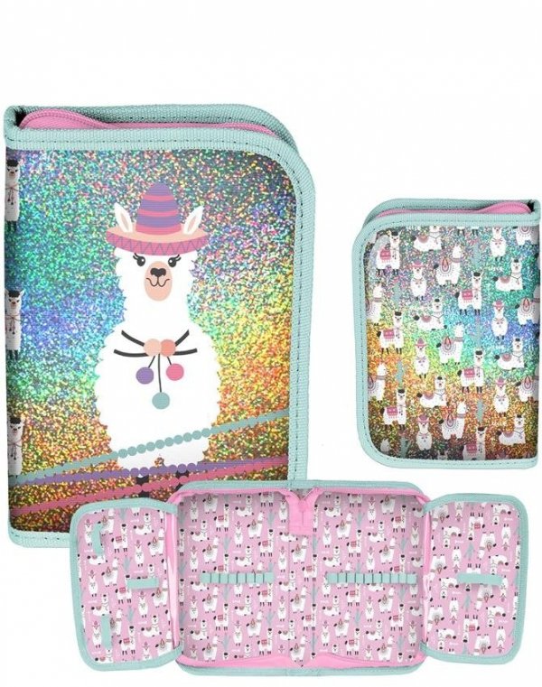 Piórnik Dziewczęcy z Lamami Rozkładany [PP19LA-001BW]