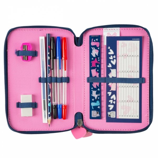 PIESEK PIÓRNIK SZKOLNY 3-KOMOROWY Z WYPOSAŻENIEM PIES DLA DZIEWCZYNEK