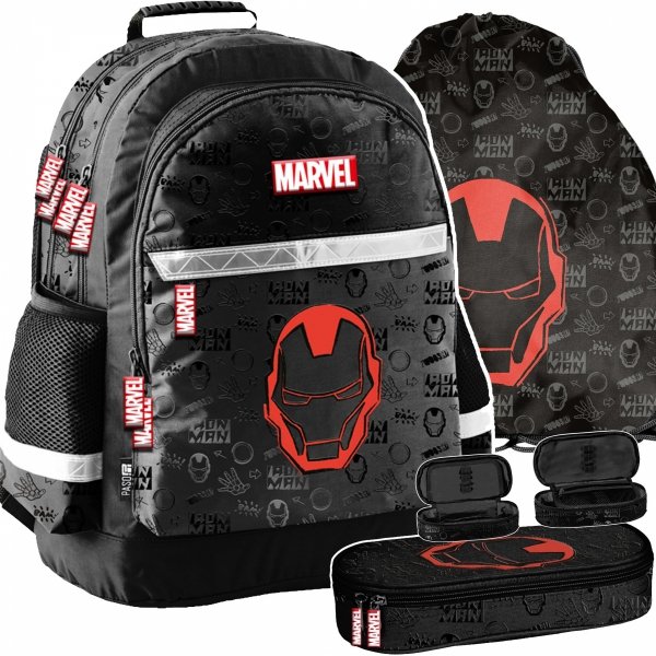 PLECAK IRON MAN SZKOLNY AVENGERS PODSTAWÓWKI DLA CHŁOPAKA KOMPLET 3w1 PASO