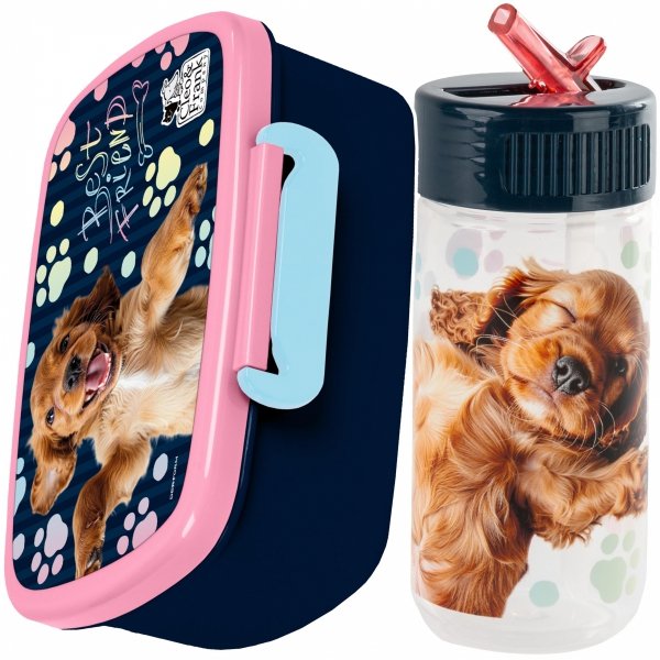 BIDON ŚNIADANIÓWKA PIESEK DERFORM DLA DZIEWCZYNEK ZESTAW 2w1 z PIESKIEM DOG
