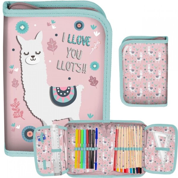 Piórnik do Szkoły Lamy z Wyposażeniem Paso dla Dziewczynek [PP22LM-001]