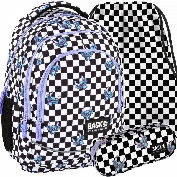 PLECAK BACKUP SZKOLNY MŁODZIEŻOWY 4 kom. SZACHOWNICA FUZZ ZESTAW 3w1