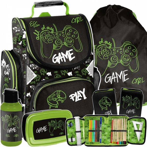 TORNISTER GAMEPAD GRA SZKOLNY GAMING GRY CHŁOPIECY DO KLAS 1-4 ZESTAW 5w1