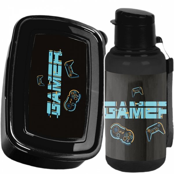 GAMING ZESTAW 2w1 BIDON ŚNIADANIÓWKA z PADEM DLA CHŁOPAKA DO SZKOŁY GAMING