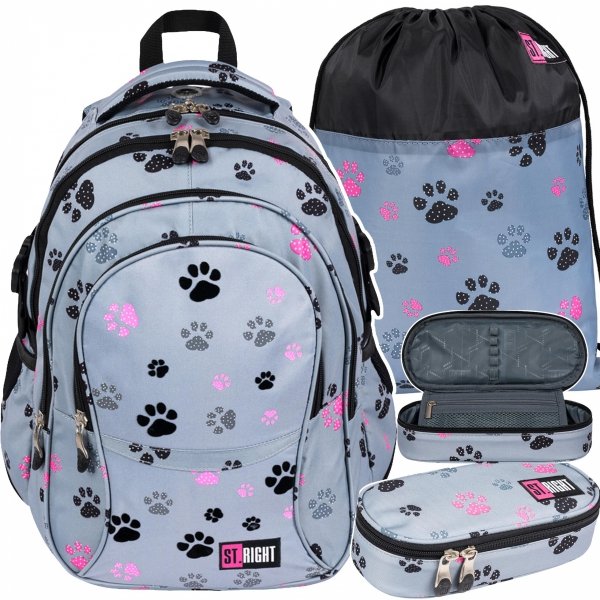 Zestaw 3w1 Plecak St.right Szkolny Paws Cats Kotki [BP1]