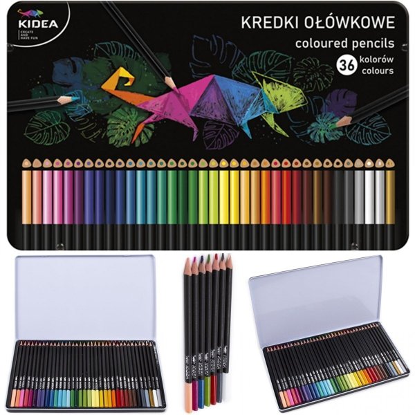 Kredki w Metalowym Pudełku 36 kolorów Kidea Ołówkowe Kidea Derform [KTMP36KA]