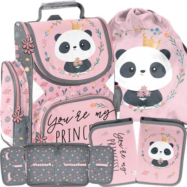 Szkolny Tornister zestaw Miś Panda Dziewczęcy Paso [BR-984-1]
