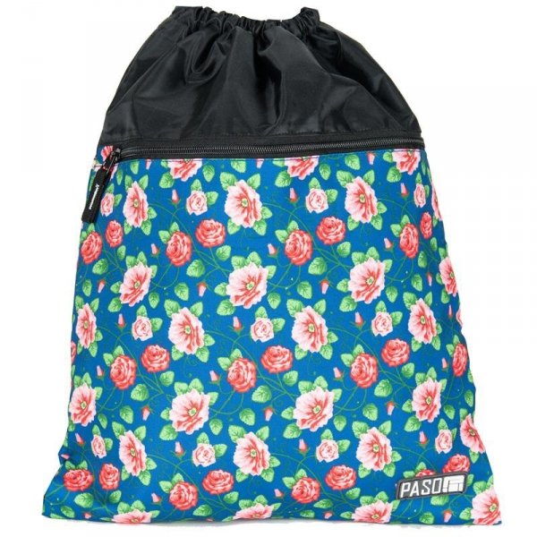 Worek na Gimnastykę Obuwie Młodzieżowy Niebieski w Kwiaty 17-713UV