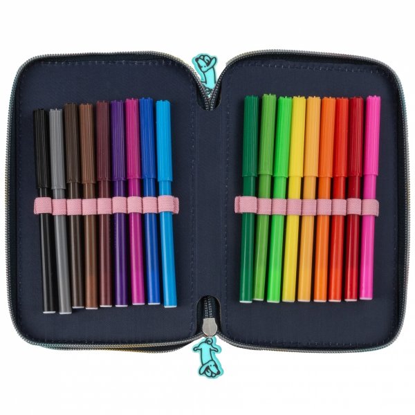 PIESEK PIÓRNIK SZKOLNY 3-KOMOROWY Z WYPOSAŻENIEM DOR DLA DZIEWCZYNEK