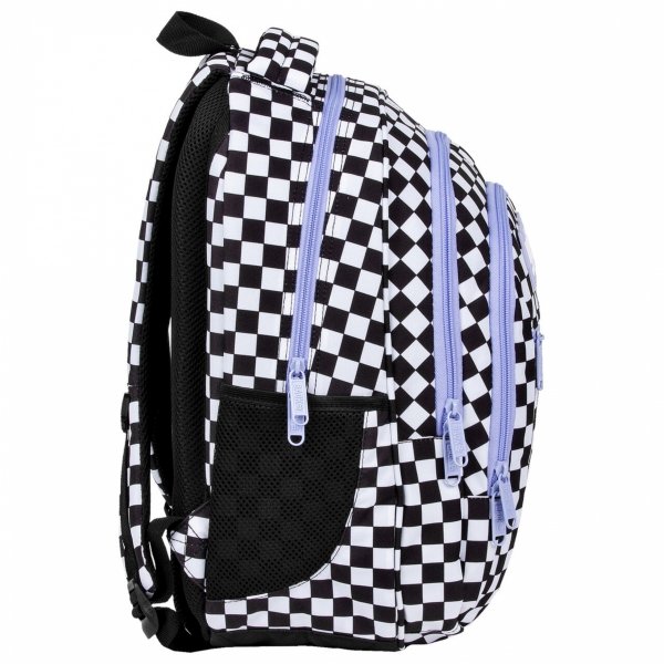 PLECAK KOMPLET 5w1 MŁODZIEŻOWY BACKUP SZKOLNY SZACHOWNICA KRATKA FIOLET