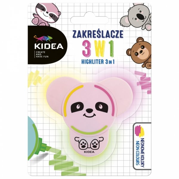Kidea Neonowe Zakreślacze z Figurką 3w1 Mazaki [ZF3W1KA]