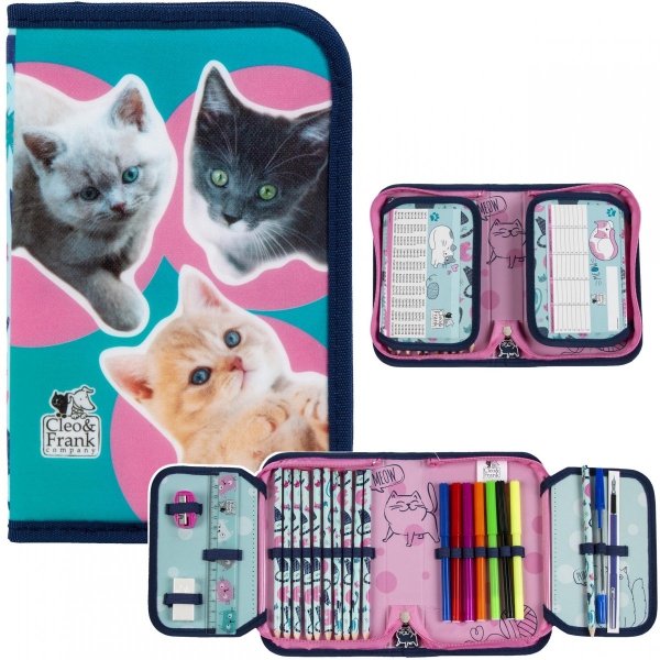 Kot Piórnik z Wyposażeniem Szkolny dla Uczennicy z Kotkami [PWJCF37]