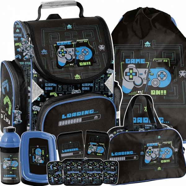 TORNISTER GAMEPAD GRY SZKOLNY GAMING DLA CHŁOPAKA DO KLAS 1-4 KOMPLET 6w1