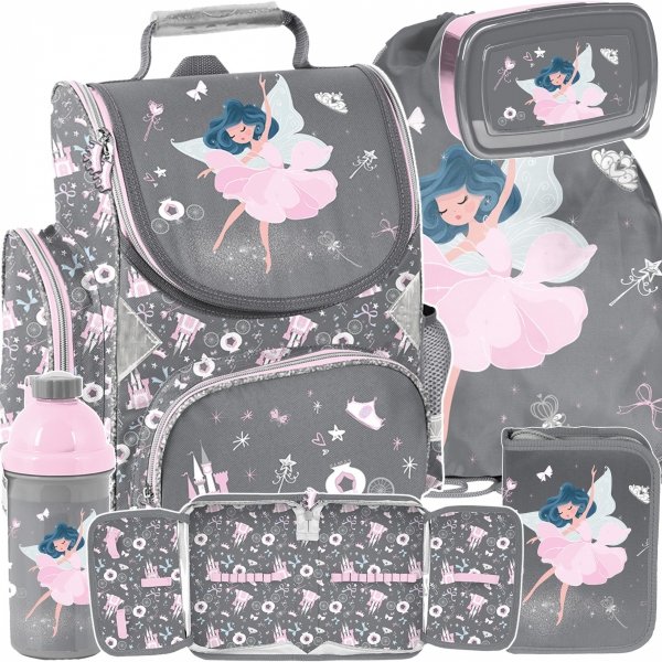 BALETNICA TORNISTER SZKOLNY BALERINA DO KLAS 1-4 KOMPLET 5 ele DZIEWCZĘCY