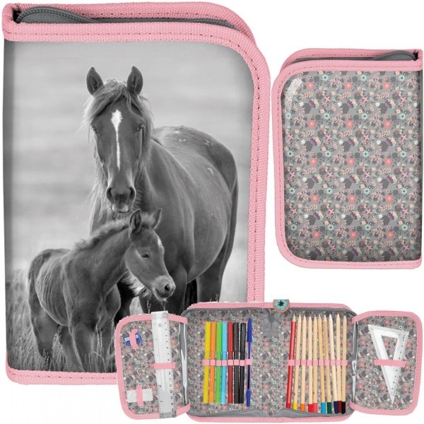 Piórnik z Koniem Dziewczęcy Szkolny z Wyposażeniem [PP20KO-001]