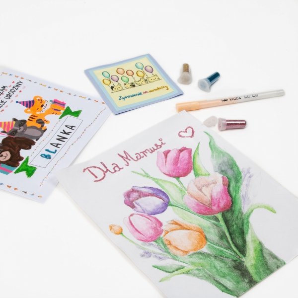 PRECYZYJNY KLEJ W CIENKOPISIE OZDOBNY + BROKAT 5 KOLORÓW KIDEA