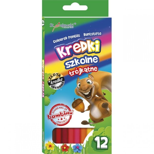 Kredki Bambino Szkolne Trójkątne 12 Kolorów Ołówkowe [002038]