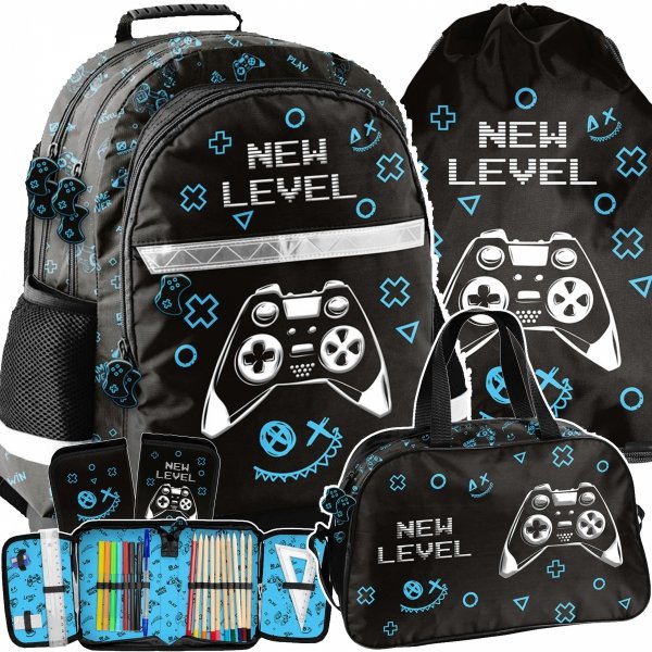 PLECAK GAMEPAD SZKOLNY GAMER DO PODSTAWÓWKI KOMPLET 4w1 GAMING DLA CHŁOPAKA