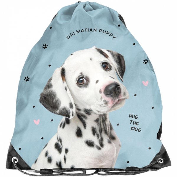 WOREK Z PIESKIEM DALMATYŃCZYK NA OBUWIE WF KAPCIE BUTY DLA DZIEWCZYNY DOG