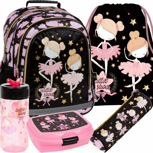 PLECAK BALETNICA KOMPLET 5w1 DLA DZIEWCZYNEK SZKOLNY DO PODSTAWÓWKI