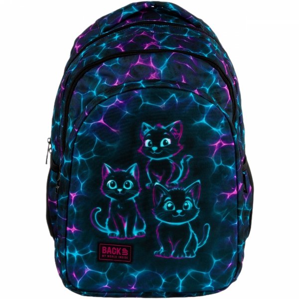 PLECAK KOTEK KOMPLET 3 elem. BACKUP SZKOLNY MŁODZIEŻOWY CATS 3 WZORY