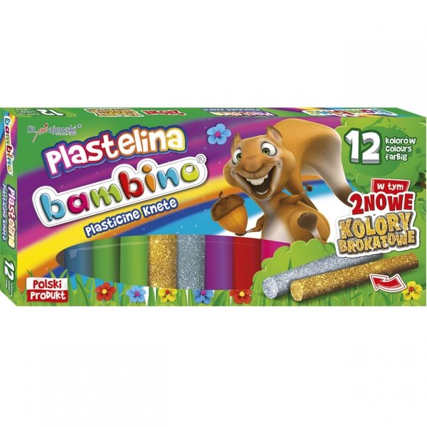 Plastelina Bambino 12 Kolorów Złota Srebrna Okrągła Brokatowa [001710]