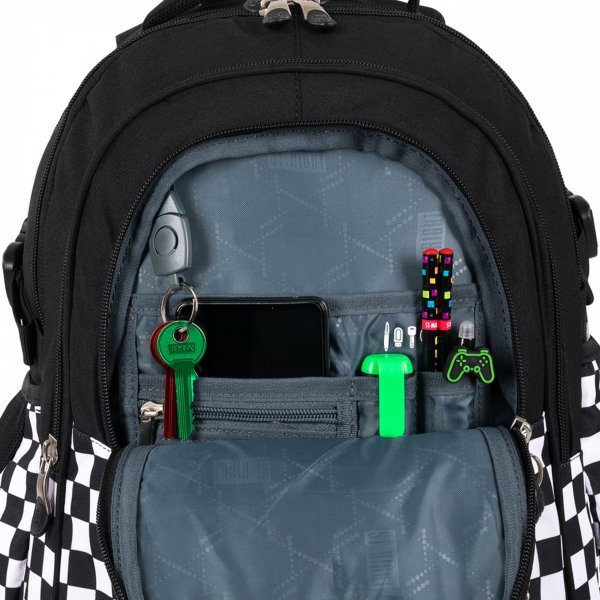 ST.RIGHT PLECAK SZKOLNY MŁODZIEŻOWY SZACHOWNICA K-POP CHAIN DUŻY ZESTAW 3el