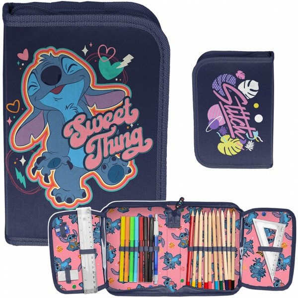 Stitch Piórnik Paso do Szkoły dla Dzieci z Wyposażeniem dla Dziewczynek Stich