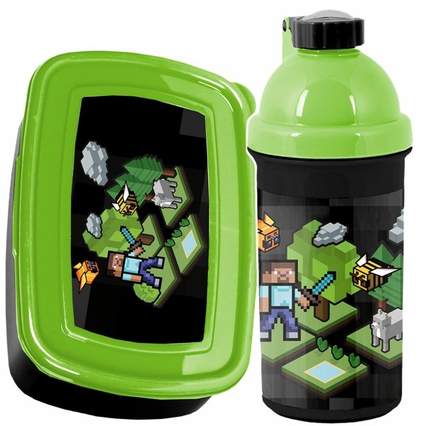 Minecraft Bidon Śniadaniówka Gra Gamer Zestaw Gaming Piksele dla Chłopaka