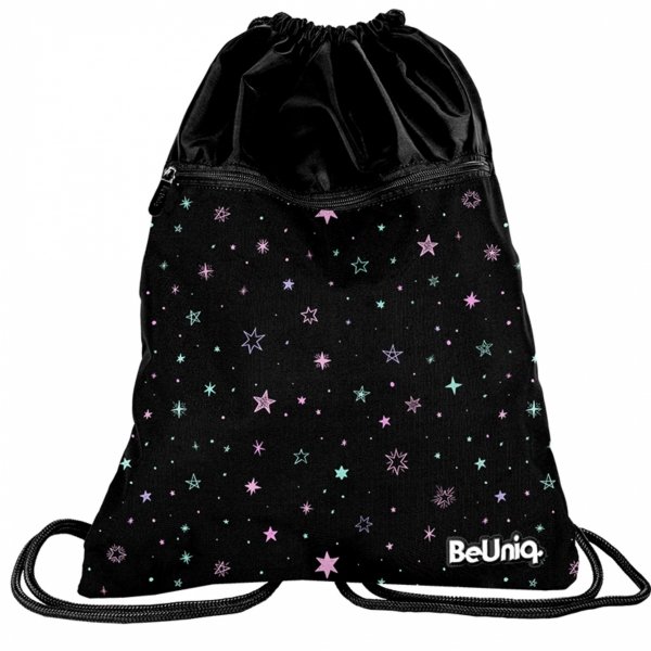 Gwiazdki Czarny Worek Plecak na Sznurkach na Obuwie BeUniq [BU23ZD-713]