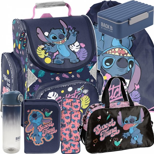 STITCH TORNISTER ZESTAW 6w1 DLA DZIEWCZYNKI DO KLAS 1-4 PODSTAWÓWKI