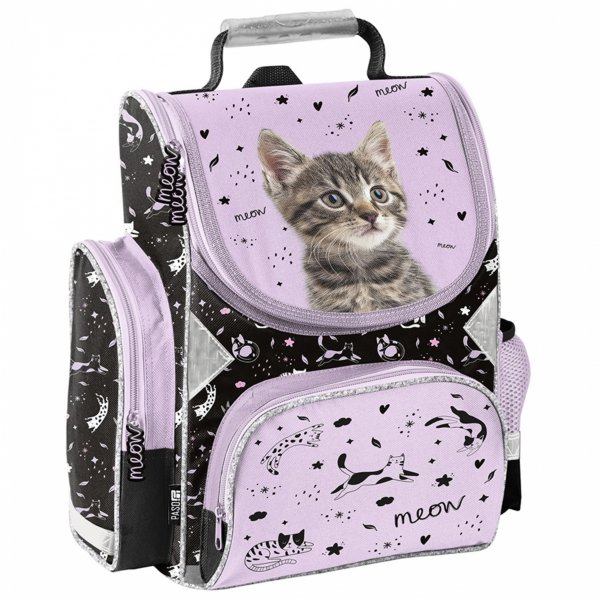TORNISTER KOT DZIEWCZĘCY SZKOLNY Z KOTEM DO 1 KLASY KOTEK KOMPLET 5w1 CATS