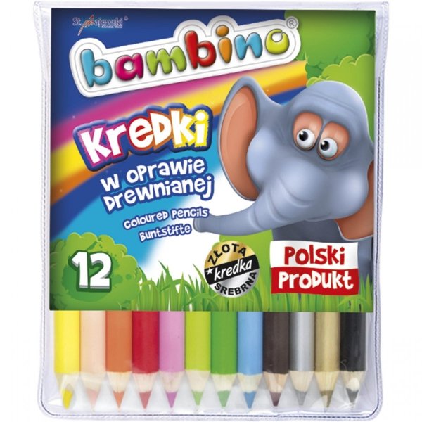 Bambino Kredki Ołówkowe 12 Kolorów Grube Drewniane [000294]