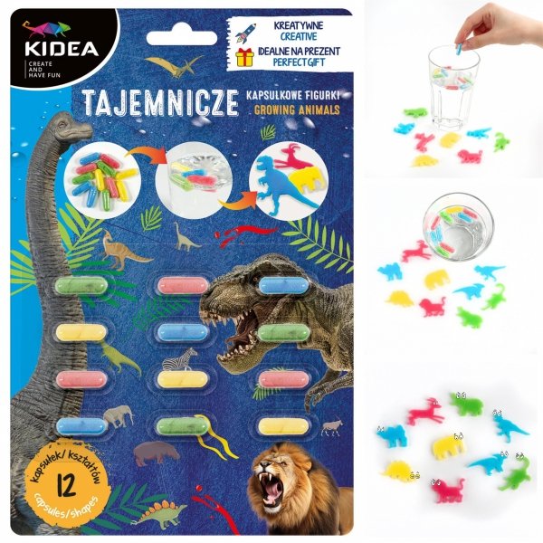 TAJEMNICZE KAPSUŁKOWE ZWIERZAK ROSNĄCE W WODZIEI 12 SZT. KIDEA DINOZAURY