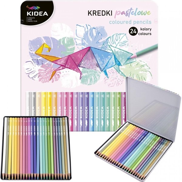 Pastelowe Kredki w Metalowym Pudełku 24 Kol Kidea [KPTMP24KA]
