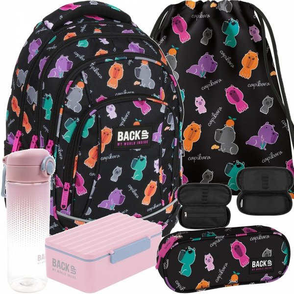 KAPIBARA KOMPLET 5 ele. PLECAK MŁODZIEŻOWY BACKUP NA ZAJECIA SZKOLNE