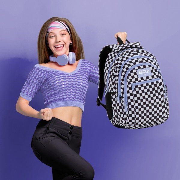 PLECAK KOMPLET 5w1 MŁODZIEŻOWY BACKUP SZKOLNY SZACHOWNICA KRATKA KRATKA