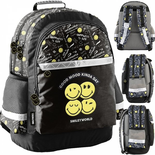 SMILEY PLECAK SZKOLNY DZIECIĘCY DO KLAS 1-4 TORNISTER PASO BUŹKI EMOTKI EMITIKONY