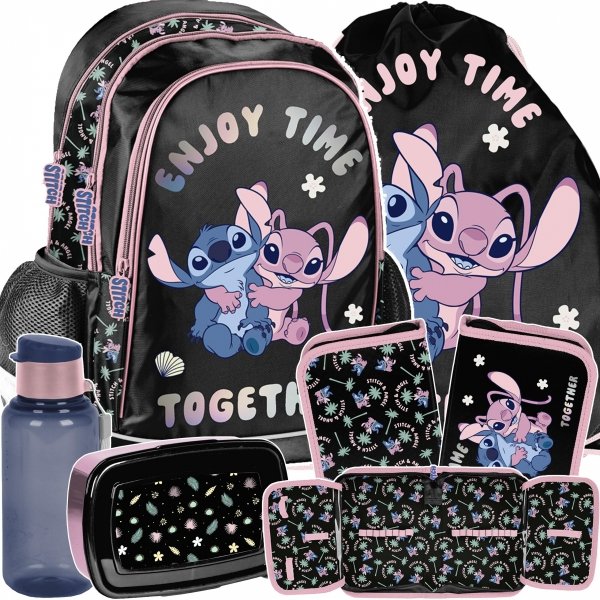 PLECAK STICH SZKOLNY DLA DZIEWCZYNY DO 1 KLASY STITCH i LILO ZESTAW 5w1