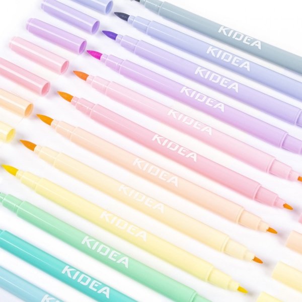 Flamastry Dwustronne Pastelowe 12 kol Kidea Pisaki [FDPBB12KA]