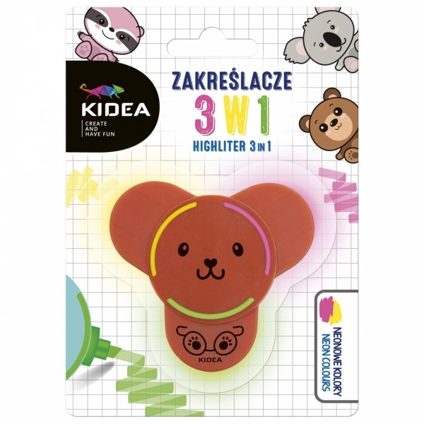 Zakreślacze z Figurką 3w1 Neonowe Kidea Flamastry kidea [ZF3W1KA]